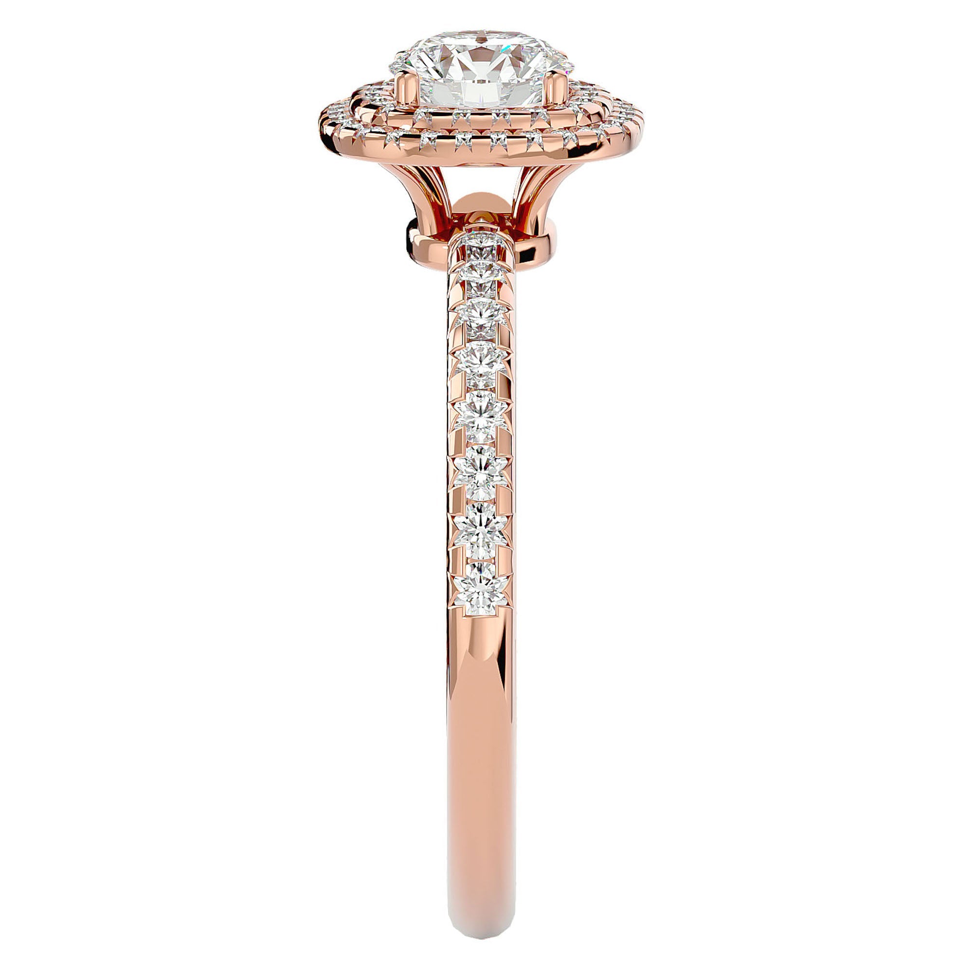 Inel de Logodnă Rhapsody din Aur 14k cu Diamante Create în Laborator Halo Pavé de 0.93 ct din 14k Aur Roz - Castelo.ro
