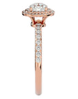 Inel de Logodnă Rhapsody cu Diamante Create în Laborator Halo Pavé de 0.93 ct din 18k Aur Roz - Castelo.ro