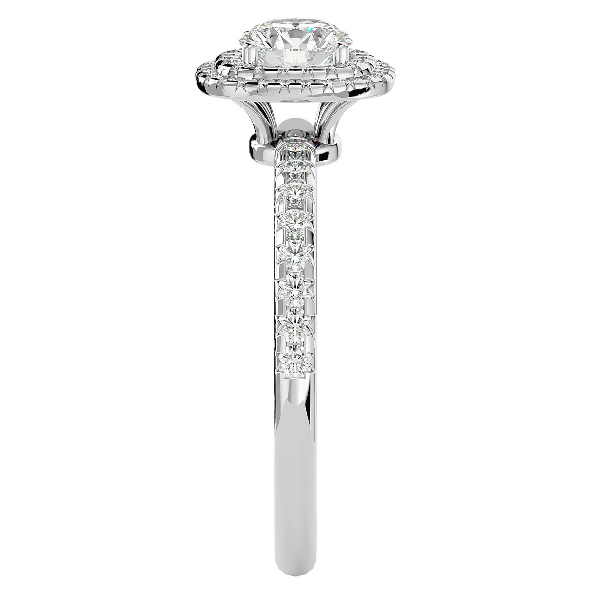 Inel de Logodnă Rhapsody cu Diamante Create în Laborator Halo Pavé de 0.93 ct din Platina - Castelo.ro
