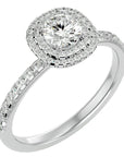 Inel de Logodnă Rhapsody cu Diamante Naturale Halo Pavé de 0.93 ct din Platina - Castelo.ro