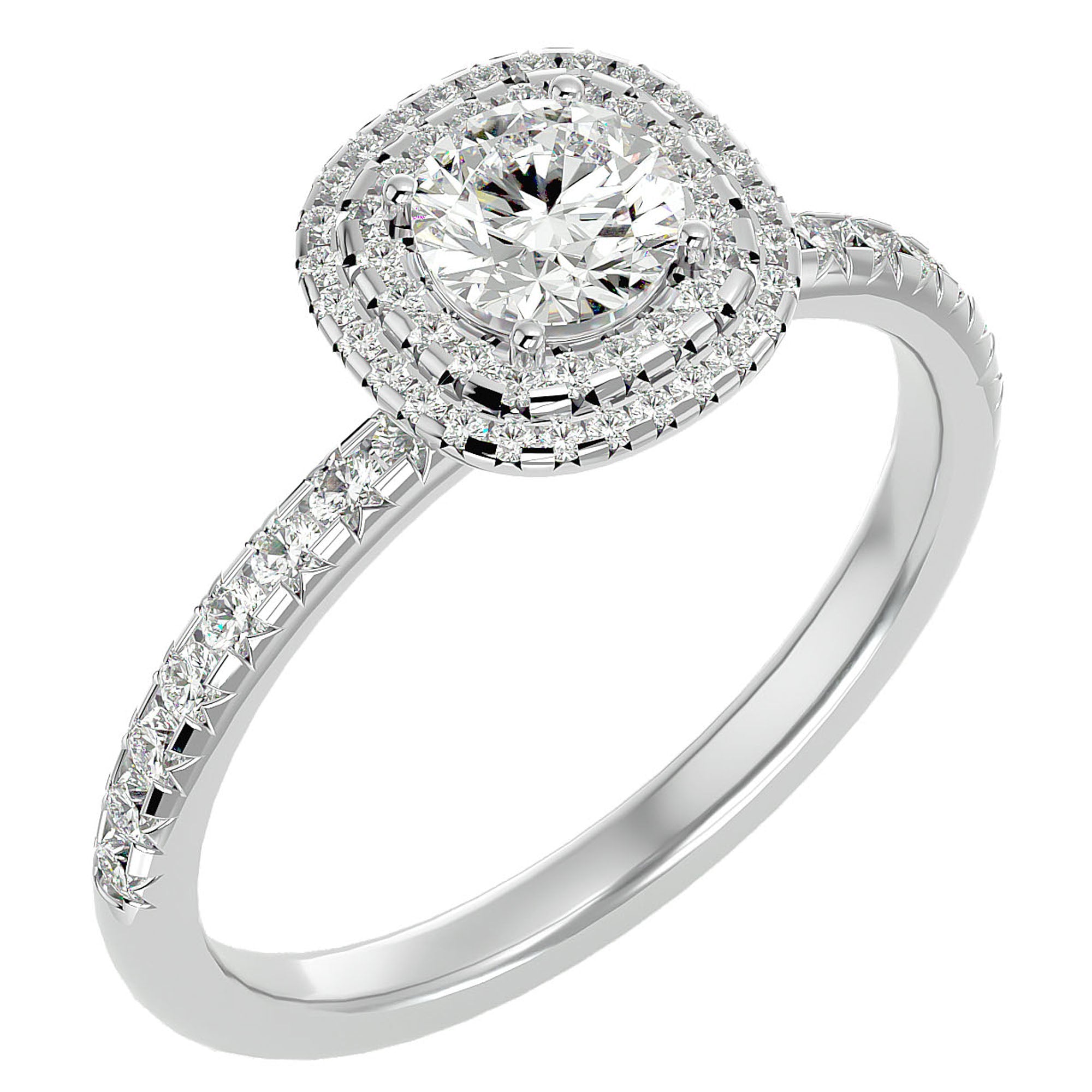 Inel de Logodnă Rhapsody din Aur 14k cu Diamante Create în Laborator Halo Pavé de 0.93 ct din 14k Aur Alb - Castelo.ro