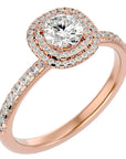 Inel de Logodnă Rhapsody din Aur 14k cu Diamante Naturale Halo Pavé de 0.93 ct din 14k Aur Roz - Castelo.ro