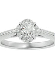 Inel de Logodnă Chateau din Aur 14k cu Diamante Create în Laborator Halo Pavé de 1.54 ct din 14k Aur Alb - Castelo.ro