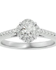Inel de Logodnă Chateau cu Moissanite Halo Pavé de 1.54 ct din Platina - Castelo.ro