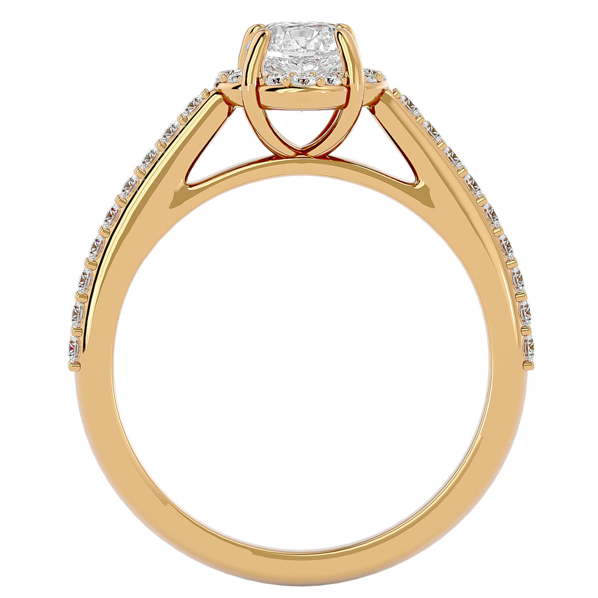 Inel de Logodnă Chateau din Aur 14k cu Diamante Create în Laborator Halo Pavé de 1.54 ct din 14k Aur Galben - Castelo.ro