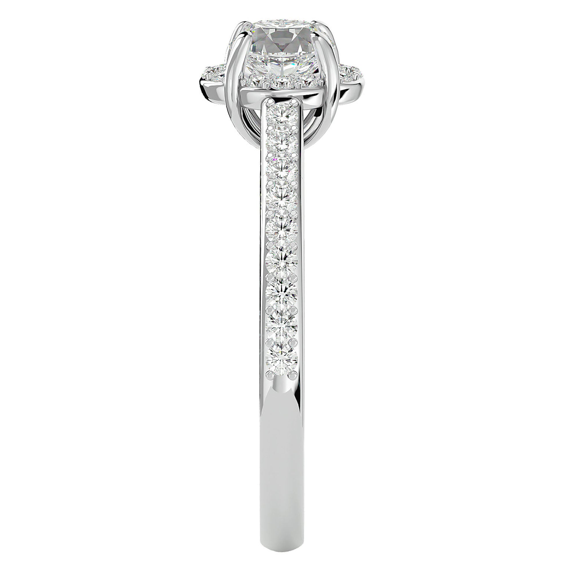 Inel de Logodnă Chateau cu Moissanite Halo Pavé de 1.54 ct din Platina - Castelo.ro