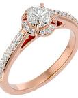 Inel de Logodnă Chateau din Aur 14k cu Diamante Create în Laborator Halo Pavé de 1.54 ct din 14k Aur Roz - Castelo.ro
