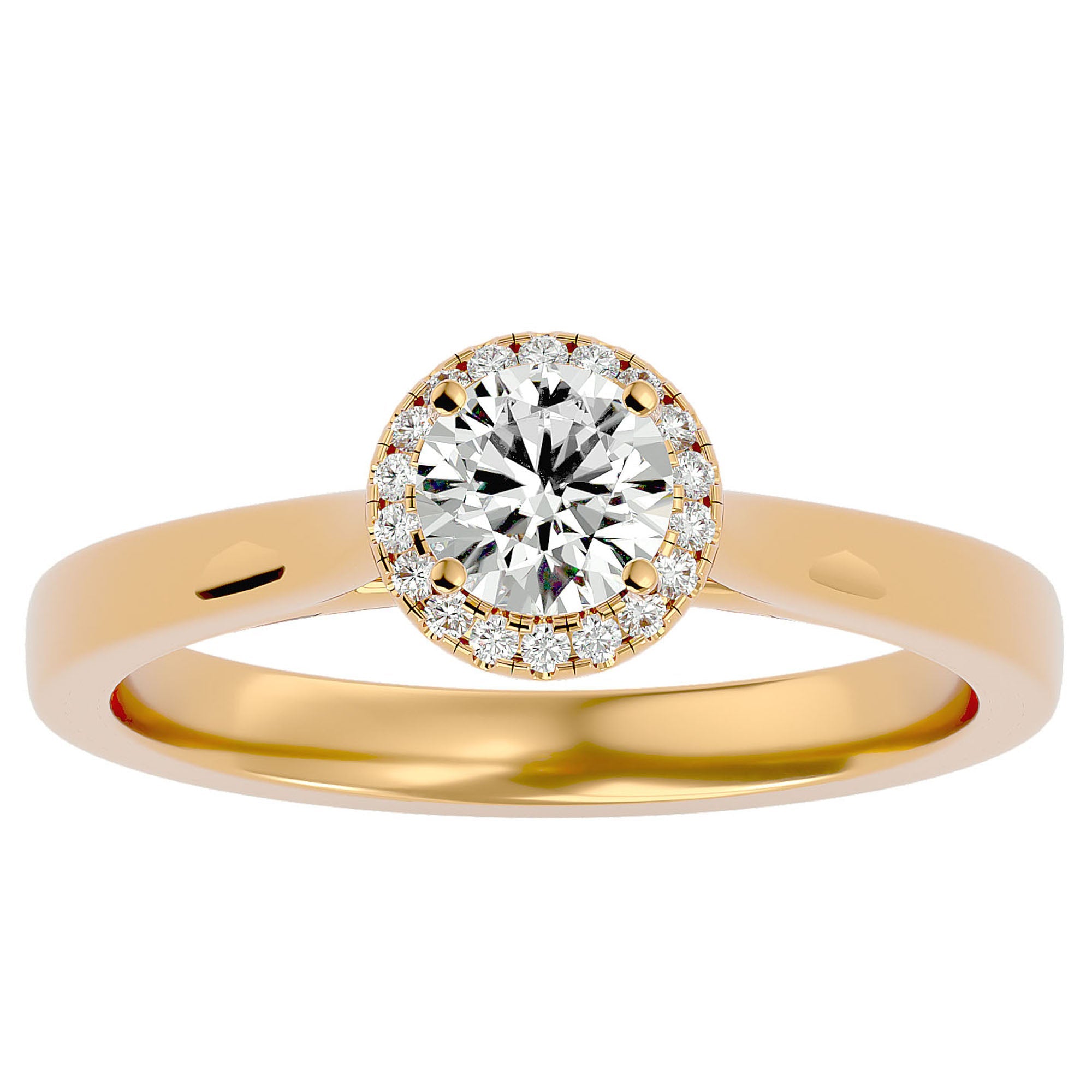 Inel de Logodnă din Aur 14k cu Diamante Create în Laborator Halo Solitaire de 0.54 ct din 14k Aur Galben - Castelo.ro