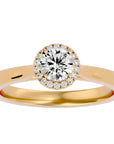 Inel de Logodnă din Aur 14k cu Diamante Naturale Halo Solitaire de 0.54 ct din 14k Aur Galben - Castelo.ro