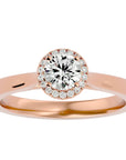 Inel de Logodnă din Aur 14k cu Diamante Create în Laborator Halo Solitaire de 0.54 ct din 14k Aur Roz - Castelo.ro