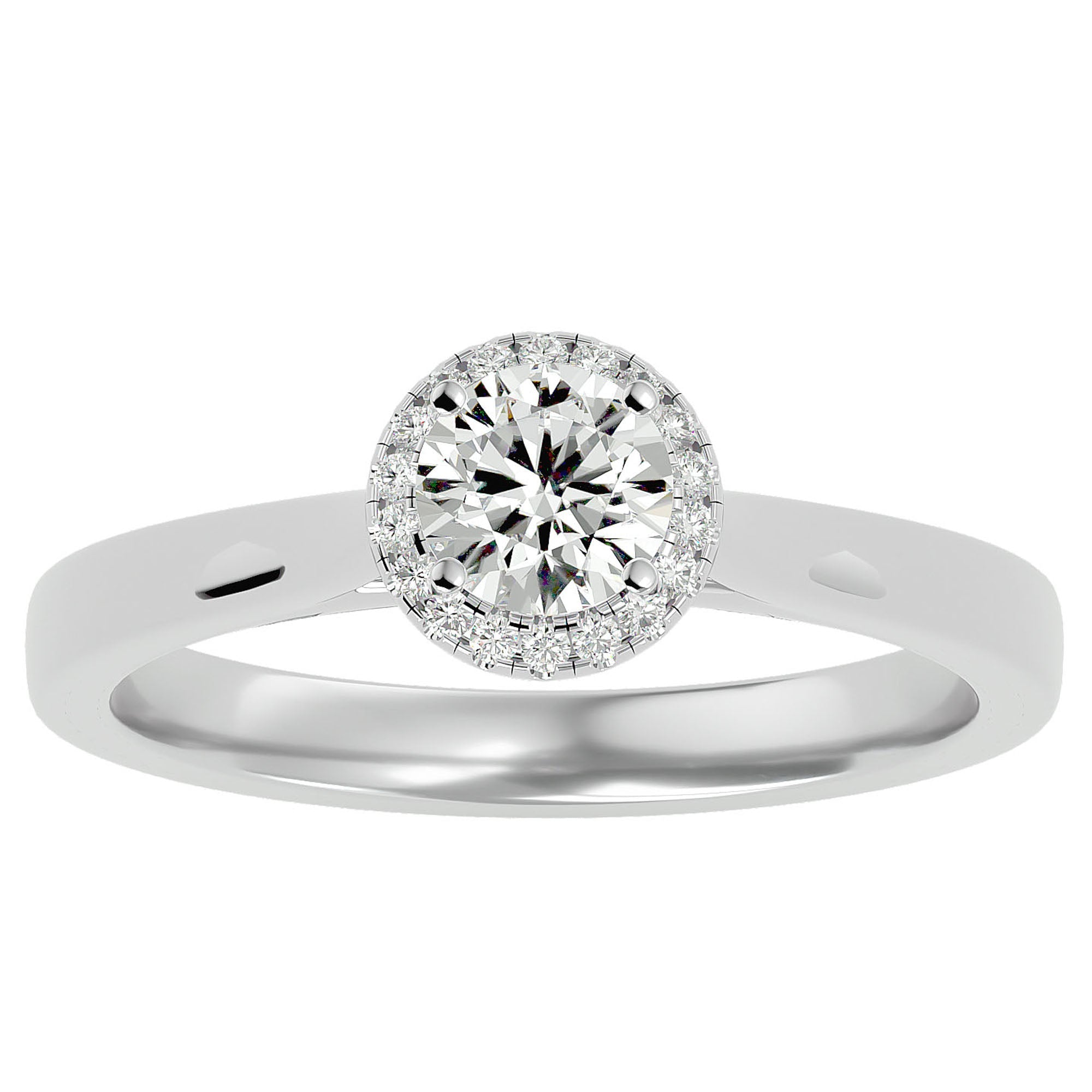 Inel de Logodnă cu Moissanite Halo Solitaire de 0.54 ct din Platina - Castelo.ro