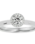 Inel de Logodnă din Aur 14k cu Diamante Create în Laborator Halo Solitaire de 0.54 ct din 14k Aur Alb - Castelo.ro