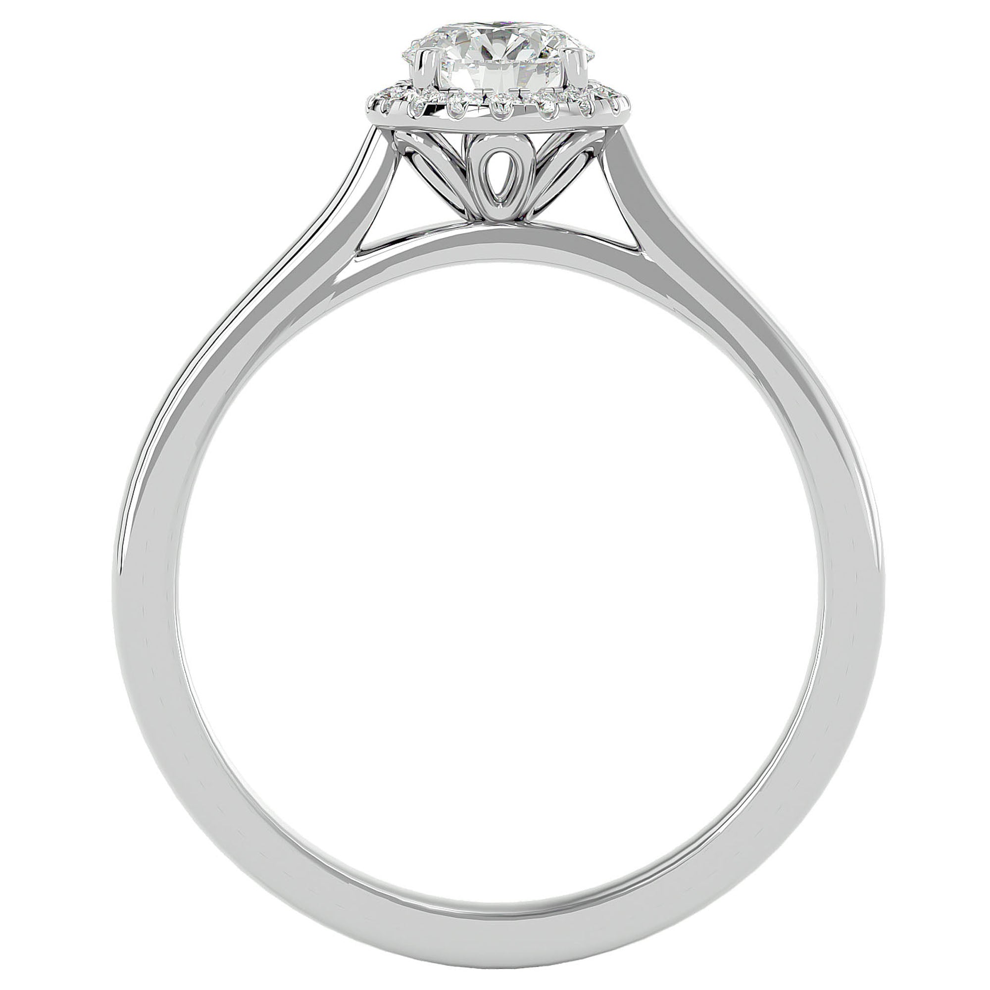 Inel de Logodnă din Aur 14k cu Diamante Create în Laborator Halo Solitaire de 0.54 ct din 14k Aur Alb - Castelo.ro