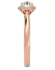 Inel de Logodnă din Aur 14k cu Diamante Create în Laborator Halo Solitaire de 0.54 ct din 14k Aur Roz - Castelo.ro