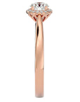 Inel de Logodnă cu Diamante Create în Laborator Halo Solitaire de 0.54 ct din 18k Aur Roz - Castelo.ro
