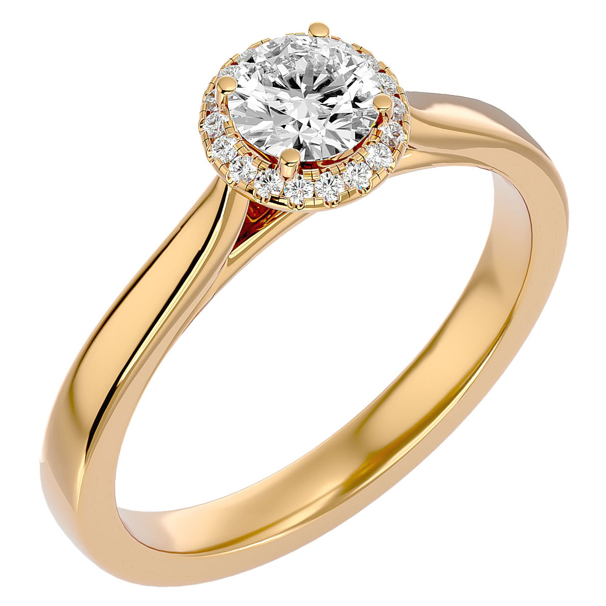 Inel de Logodnă din Aur 14k cu Moissanite Halo Solitaire de 0.54 ct din 14k Aur Galben - Castelo.ro