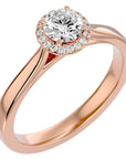 Inel de Logodnă cu Diamante Naturale Halo Solitaire de 0.54 ct din 18k Aur Roz - Castelo.ro