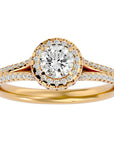 Inel de Logodnă Twilight din Aur 14k cu Diamante Naturale Halo Pavé de 1.07 ct din 14k Aur Galben - Castelo.ro