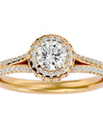 Inel de Logodnă Twilight din Aur 14k cu Moissanite Halo Pavé de 1.07 ct din 14k Aur Galben - Castelo.ro