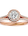 Inel de Logodnă Twilight din Aur 14k cu Diamante Naturale Halo Pavé de 1.07 ct din 14k Aur Roz - Castelo.ro