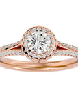 Inel de Logodnă Twilight din Aur 14k cu Moissanite Halo Pavé de 1.07 ct din 14k Aur Roz - Castelo.ro