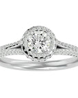 Inel de Logodnă Twilight din Aur 14k cu Moissanite Halo Pavé de 1.07 ct din 14k Aur Alb - Castelo.ro