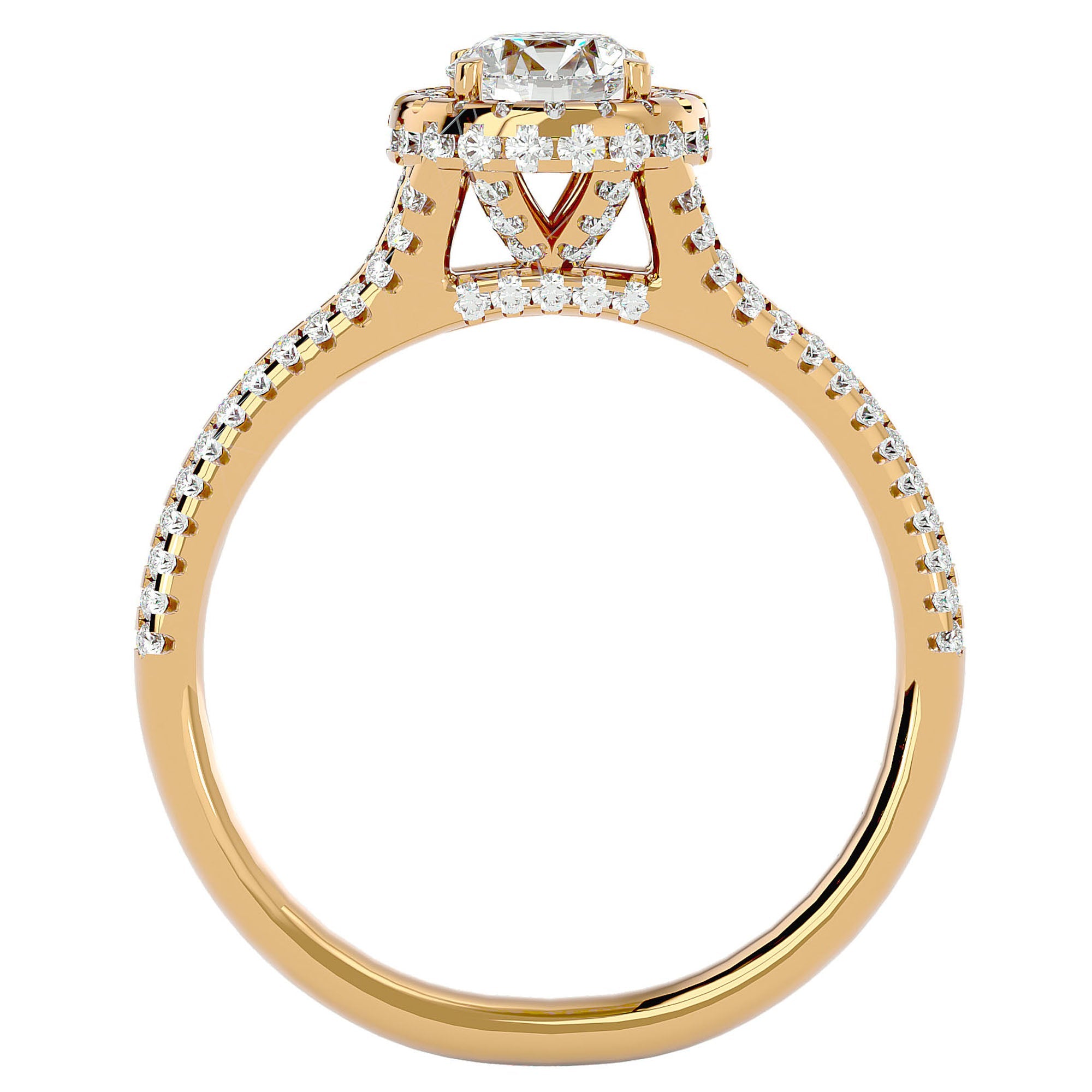 Inel de Logodnă Twilight din Aur 14k cu Diamante Create în Laborator Halo Pavé de 1.07 ct din 14k Aur Galben - Castelo.ro