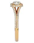 Inel de Logodnă Twilight din Aur 14k cu Diamante Naturale Halo Pavé de 1.07 ct din 14k Aur Galben - Castelo.ro