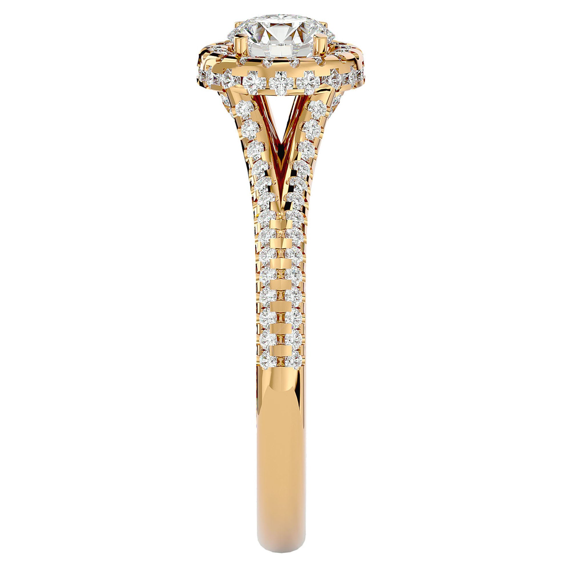 Inel de Logodnă Twilight din Aur 14k cu Moissanite Halo Pavé de 1.07 ct din 14k Aur Galben - Castelo.ro