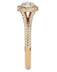 Inel de Logodnă Twilight din Aur 14k cu Moissanite Halo Pavé de 1.07 ct din 14k Aur Galben - Castelo.ro