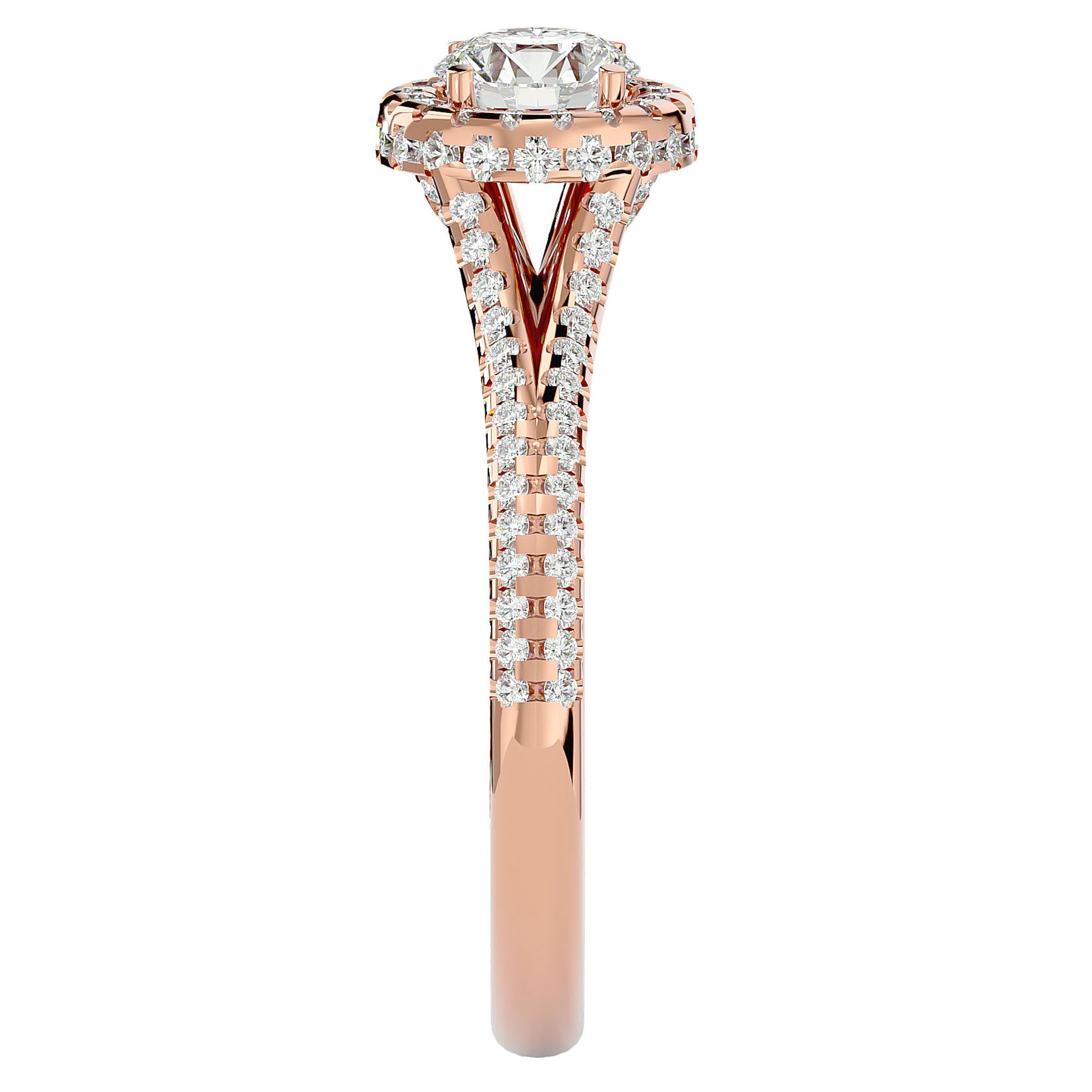 Inel de Logodnă Twilight din Aur 14k cu Moissanite Halo Pavé de 1.07 ct din 14k Aur Roz - Castelo.ro