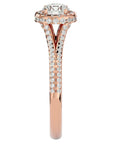 Inel de Logodnă Twilight din Aur 14k cu Moissanite Halo Pavé de 1.07 ct din 14k Aur Roz - Castelo.ro
