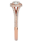 Inel de Logodnă Twilight cu Moissanite Halo Pavé de 1.07 ct din 18k Aur Roz - Castelo.ro