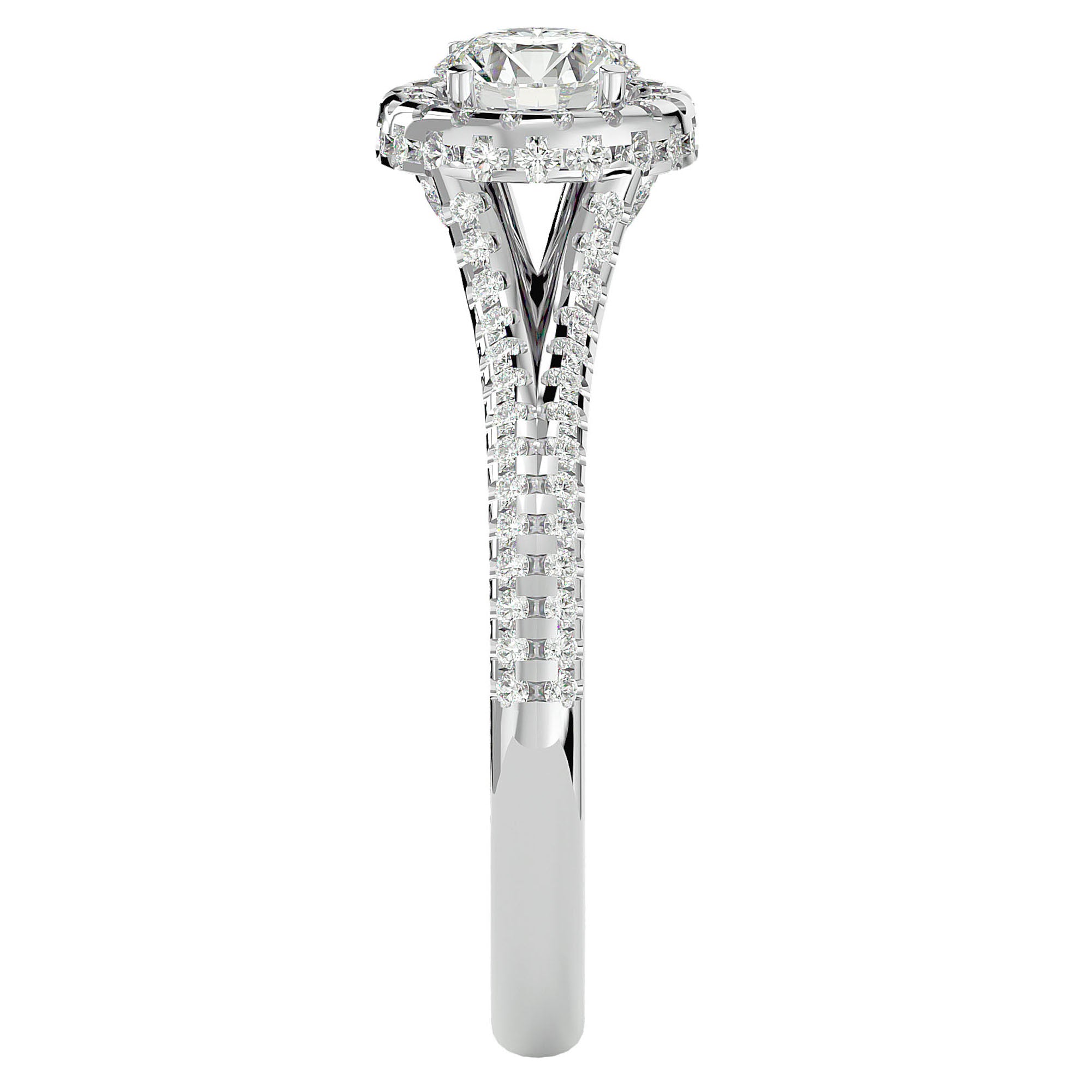 Inel de Logodnă Twilight din Aur 14k cu Diamante Naturale Halo Pavé de 1.07 ct din 14k Aur Alb - Castelo.ro