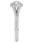 Inel de Logodnă Twilight din Aur 14k cu Diamante Naturale Halo Pavé de 1.07 ct din 14k Aur Alb - Castelo.ro