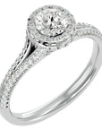 Inel de Logodnă Twilight din Aur 14k cu Diamante Create în Laborator Halo Pavé de 1.07 ct din 14k Aur Alb - Castelo.ro