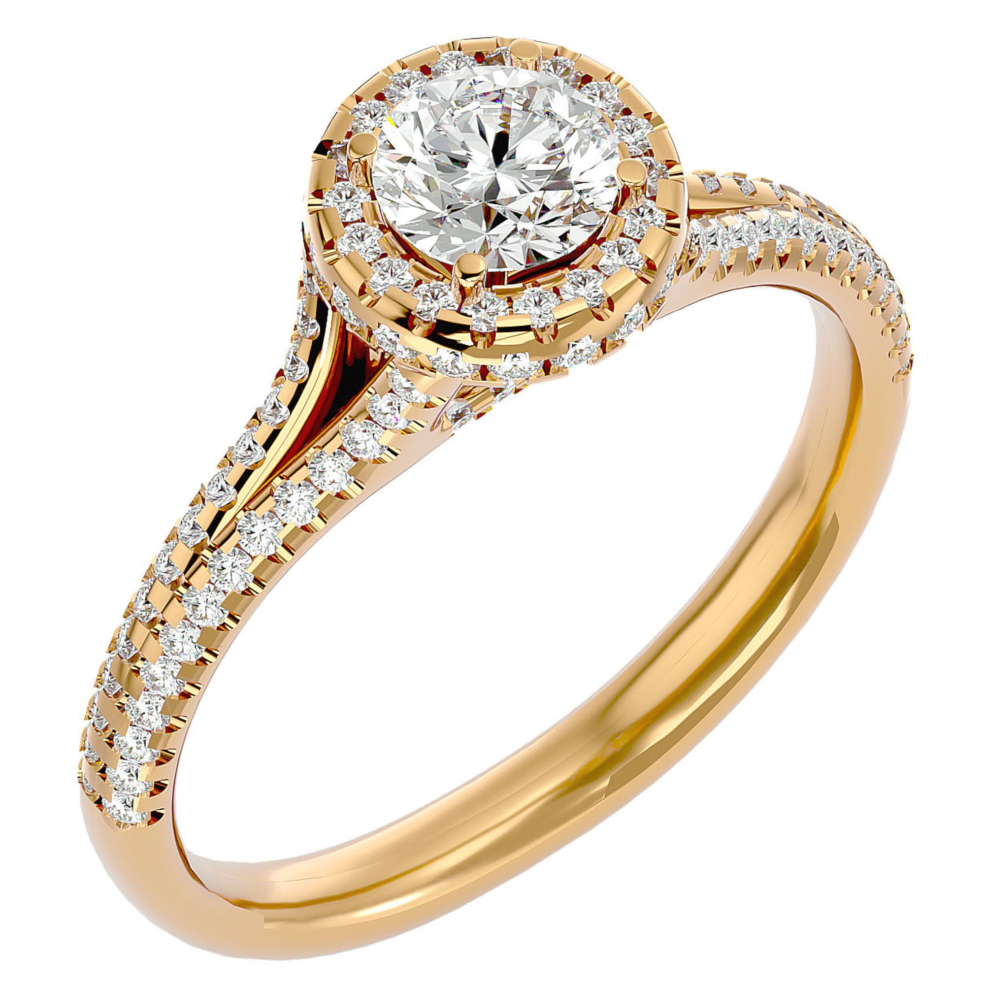 Inel de Logodnă Twilight din Aur 14k cu Diamante Create în Laborator Halo Pavé de 1.07 ct din 14k Aur Galben - Castelo.ro