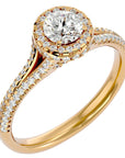 Inel de Logodnă Twilight din Aur 14k cu Moissanite Halo Pavé de 1.07 ct din 14k Aur Galben - Castelo.ro
