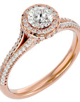 Inel de Logodnă Twilight din Aur 14k cu Diamante Naturale Halo Pavé de 1.07 ct din 14k Aur Roz - Castelo.ro