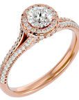 Inel de Logodnă Twilight cu Diamante Create în Laborator Halo Pavé de 1.07 ct din 18k Aur Roz - Castelo.ro
