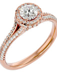 Inel de Logodnă Twilight cu Moissanite Halo Pavé de 1.07 ct din 18k Aur Roz - Castelo.ro