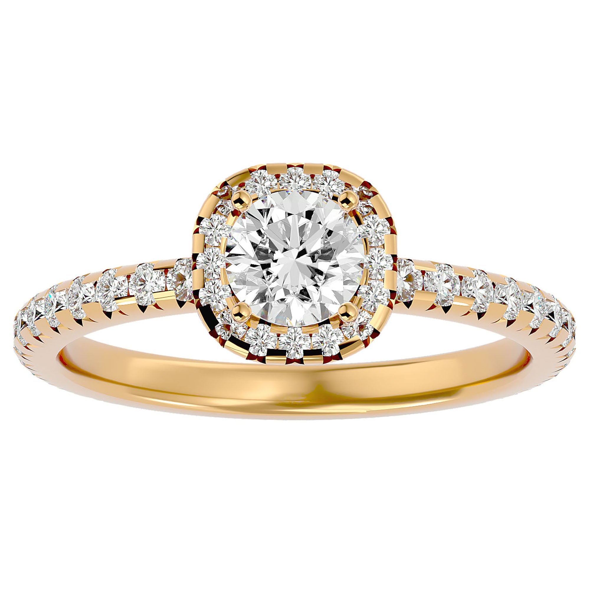 Inel de Logodnă Legacy din Aur 14k cu Diamante Naturale Halo Pavé de 1.17 ct din 14k Aur Galben - Castelo.ro