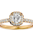 Inel de Logodnă Legacy cu Diamante Create în Laborator Halo Pavé de 1.17 ct din 18k Aur Galben - Castelo.ro