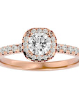 Inel de Logodnă Legacy din Aur 14k cu Diamante Naturale Halo Pavé de 1.17 ct din 14k Aur Roz - Castelo.ro