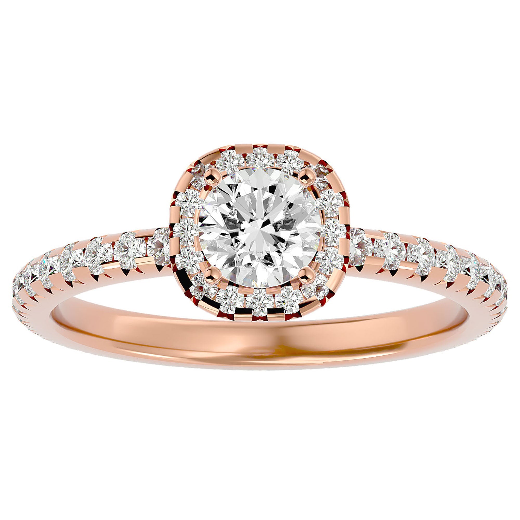 Inel de Logodnă Legacy din Aur 14k cu Diamante Create în Laborator Halo Pavé de 1.17 ct din 14k Aur Roz - Castelo.ro