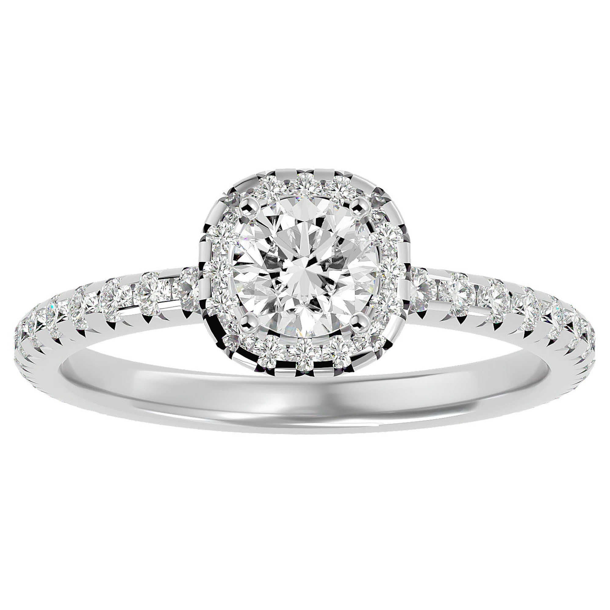 Inel de Logodnă Legacy cu Diamante Naturale Halo Pavé de 1.17 ct din Platina - Castelo.ro