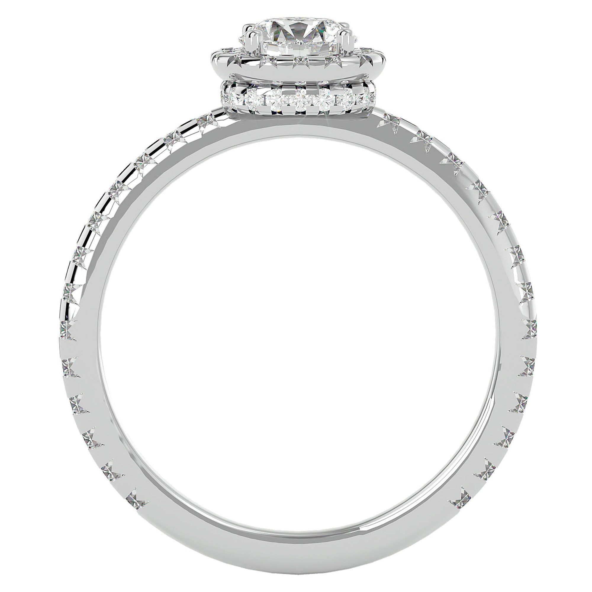 Inel de Logodnă Legacy cu Diamante Naturale Halo Pavé de 1.17 ct din Platina - Castelo.ro