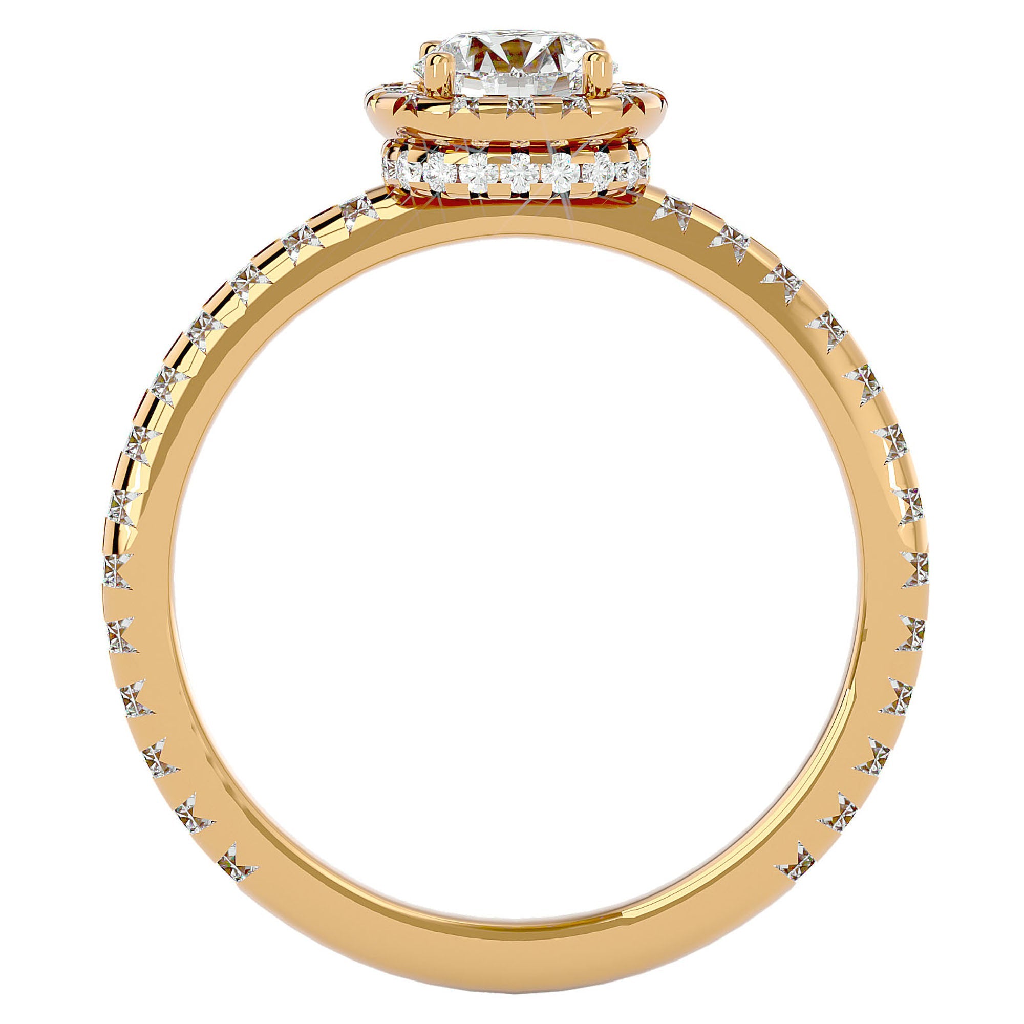Inel de Logodnă Legacy din Aur 14k cu Diamante Create în Laborator Halo Pavé de 1.17 ct din 14k Aur Galben - Castelo.ro