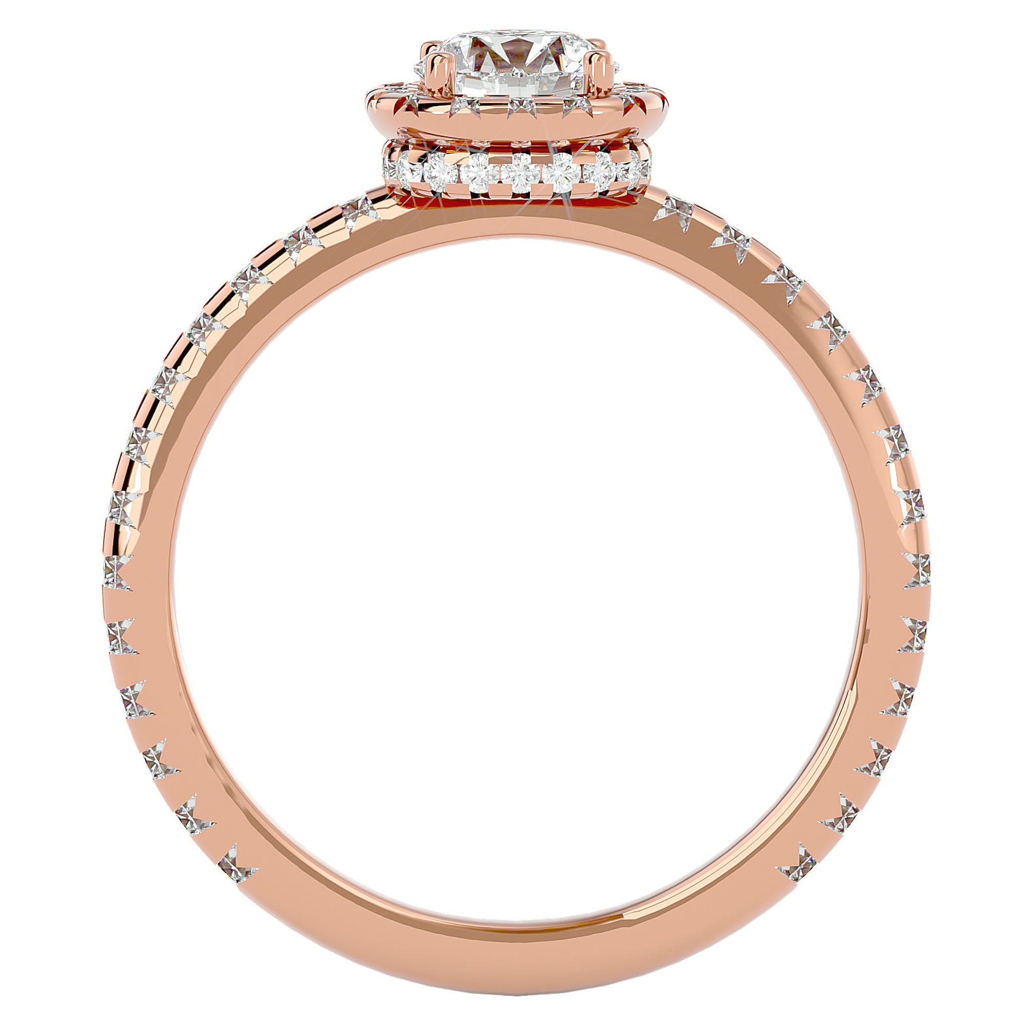 Inel de Logodnă Legacy din Aur 14k cu Diamante Create în Laborator Halo Pavé de 1.17 ct din 14k Aur Roz - Castelo.ro