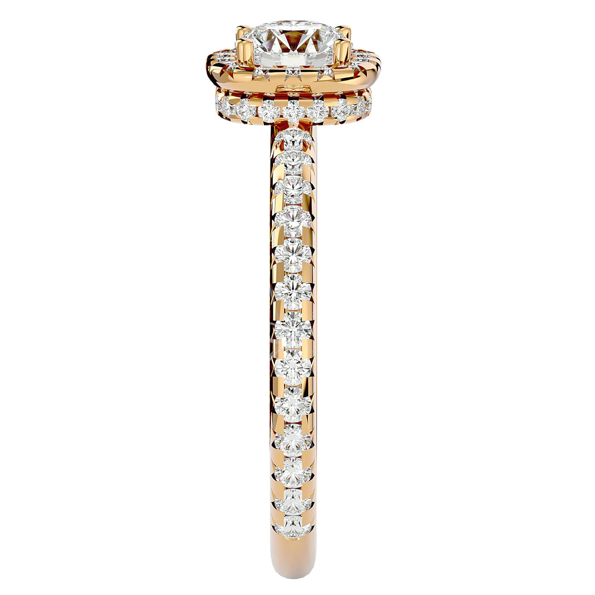 Inel de Logodnă Legacy din Aur 14k cu Diamante Naturale Halo Pavé de 1.17 ct din 14k Aur Galben - Castelo.ro